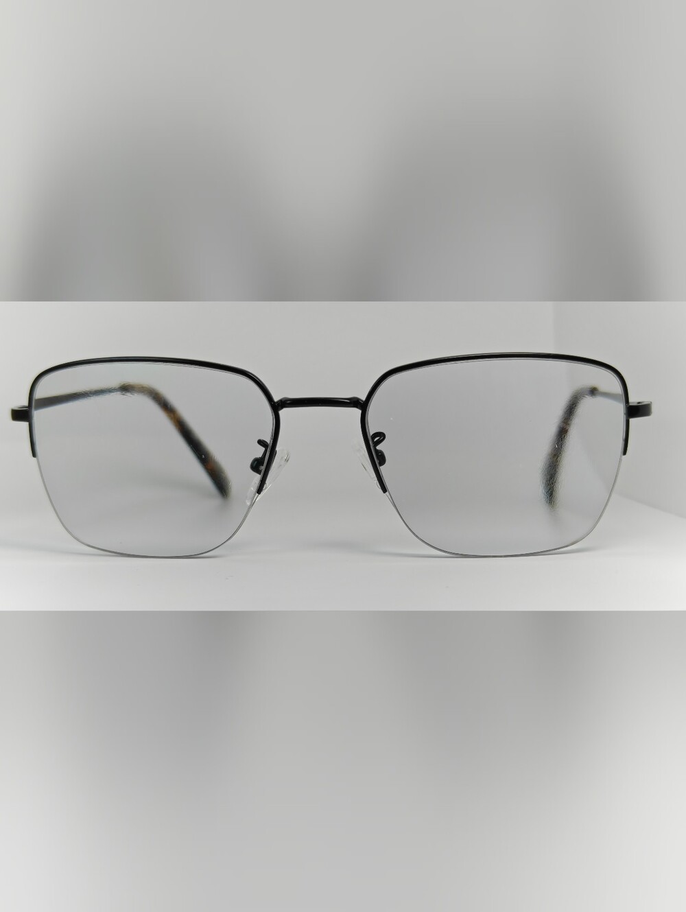 James. Titanium Black Square Semi Rimless. Classic Style. Minimalist.